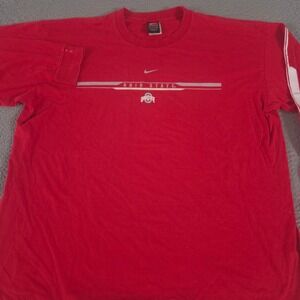 VINTAGE Nike Shirt Mens XL Red Ohio State NCAA Long Sleeve Cotton Swoosh 90s